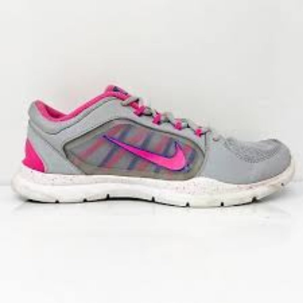 Nike Flex Trainer 4 Gray & Pink Running Shoes Sz 9